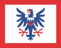 Zastava zakladnice Heraldično, genealoško in veksilološkega društva Heraldica Slovenica.